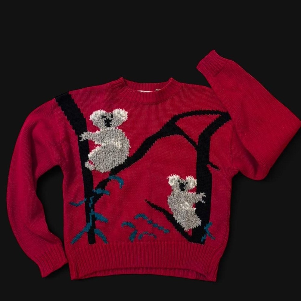 Vintage Red Koala Sweater